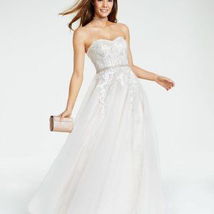 Say Yes to the Prom Strapless Embellished Ballgown Ivory Size 0